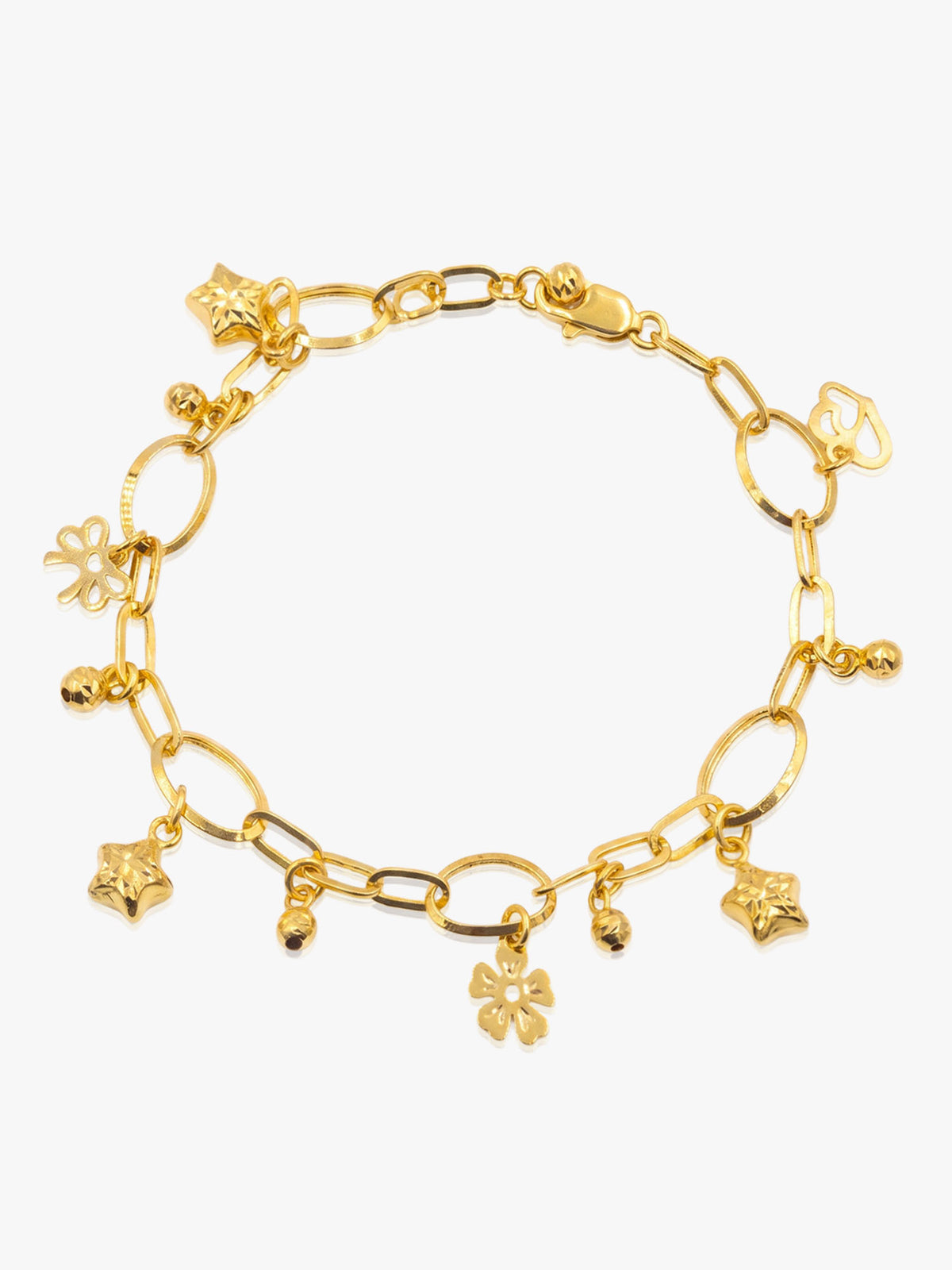 16K Fancy Charm Link Bracelet