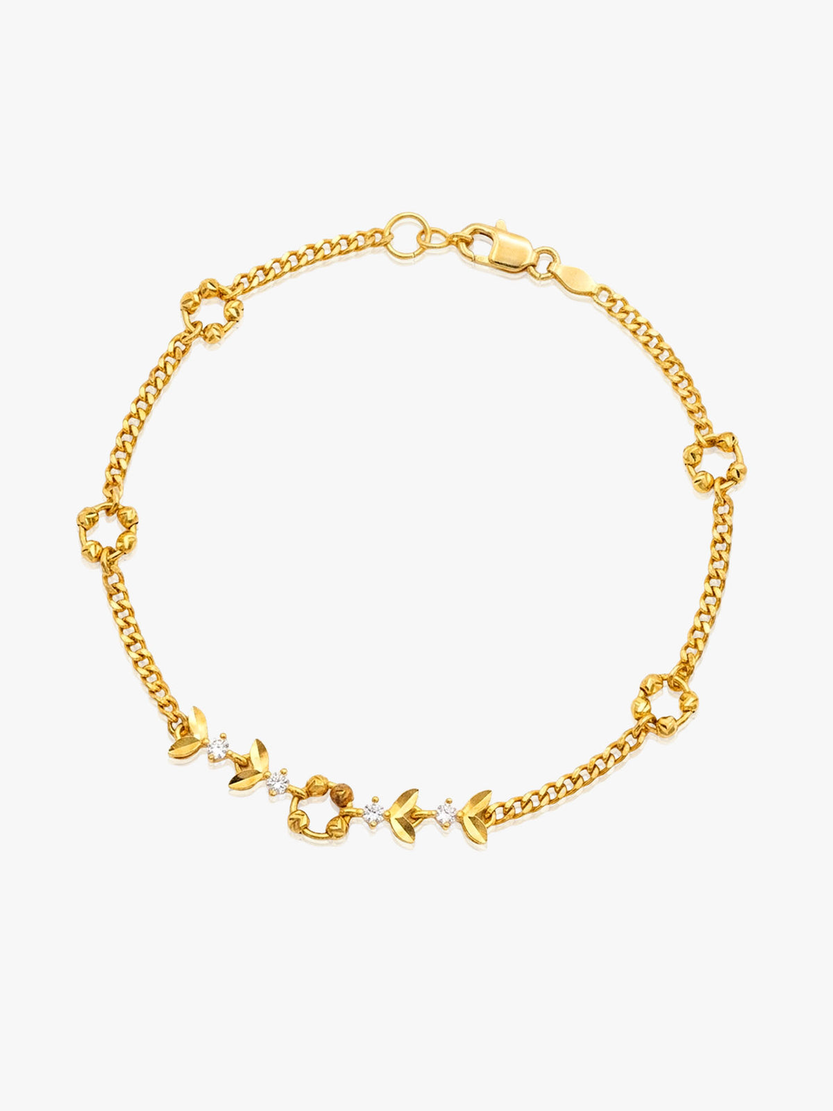 16K Gold 4 Leaf Ball Bracelet