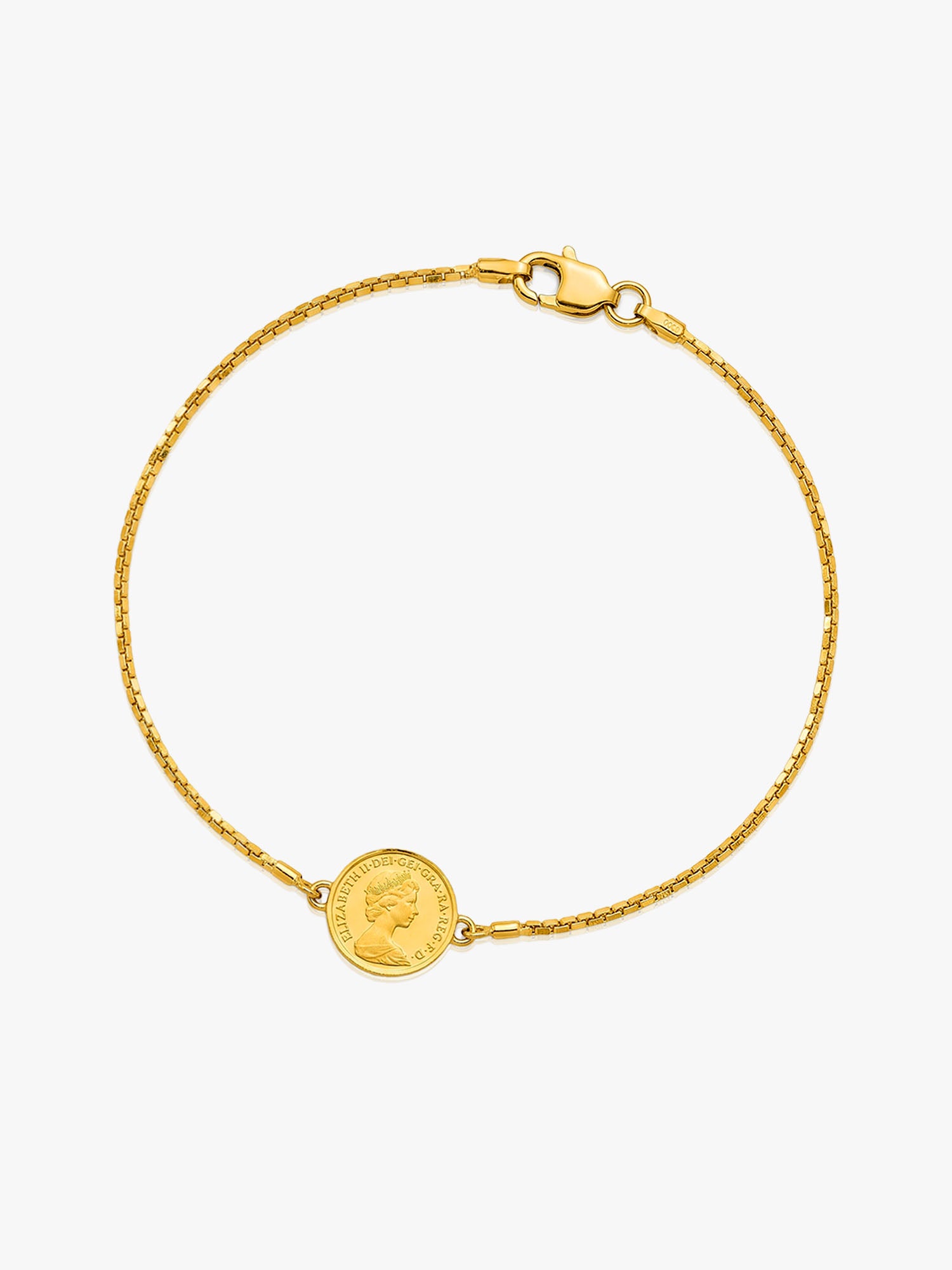 16K Gold Box Chain Coin Bracelet