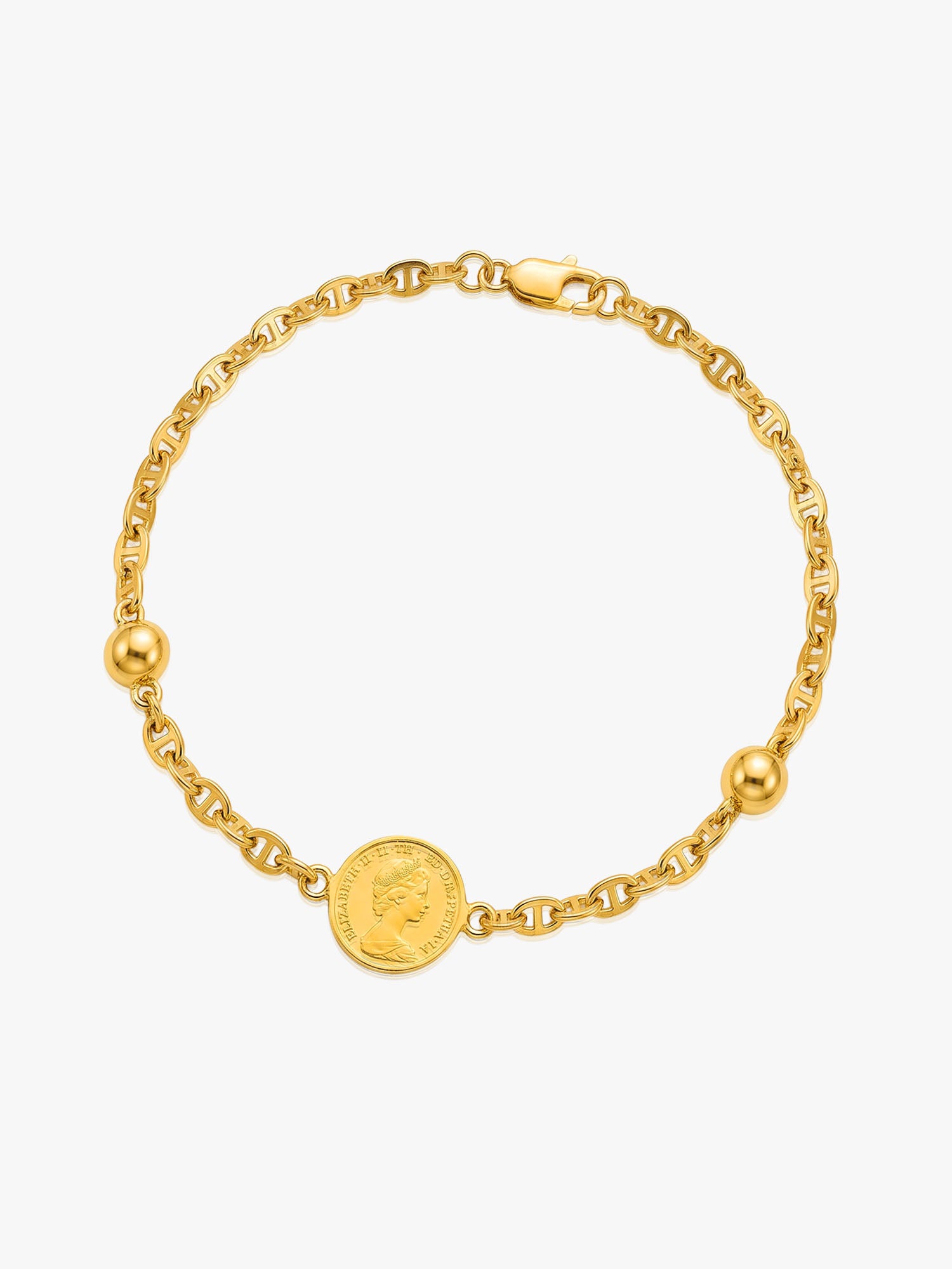 16K Gold Chain Ball Coin Bracelet