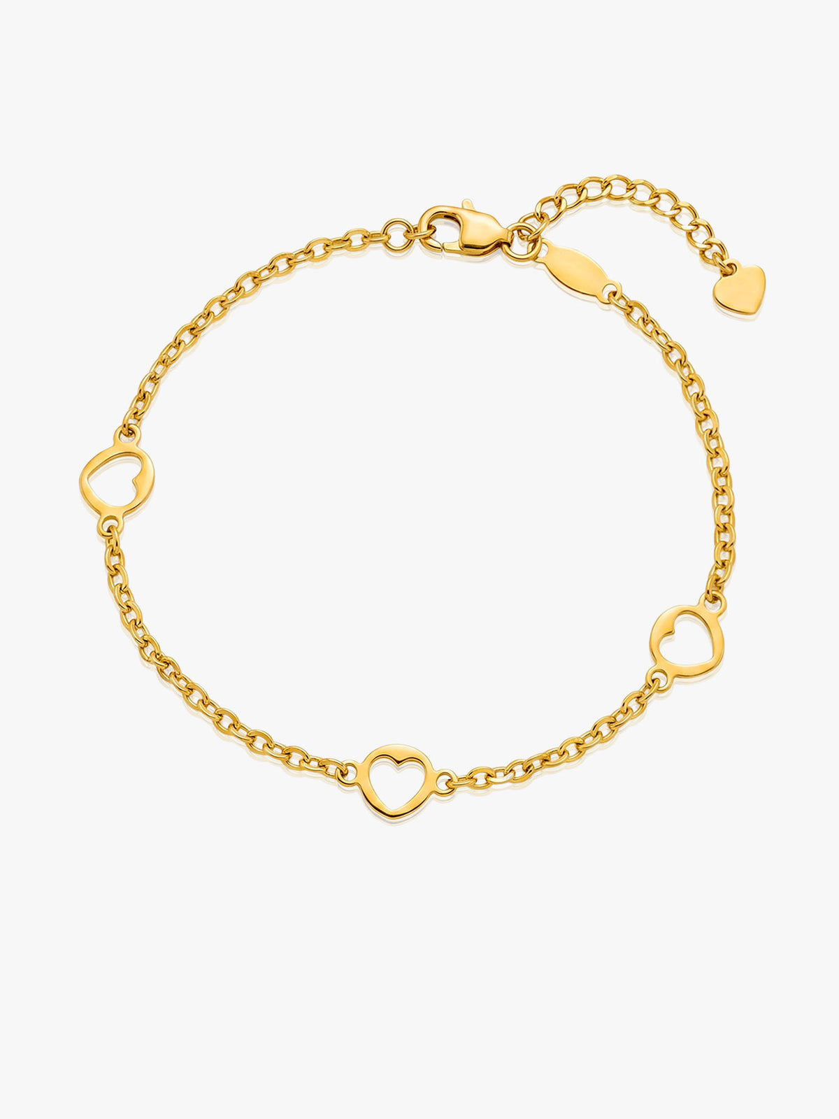 16k Three Heart Bracelet