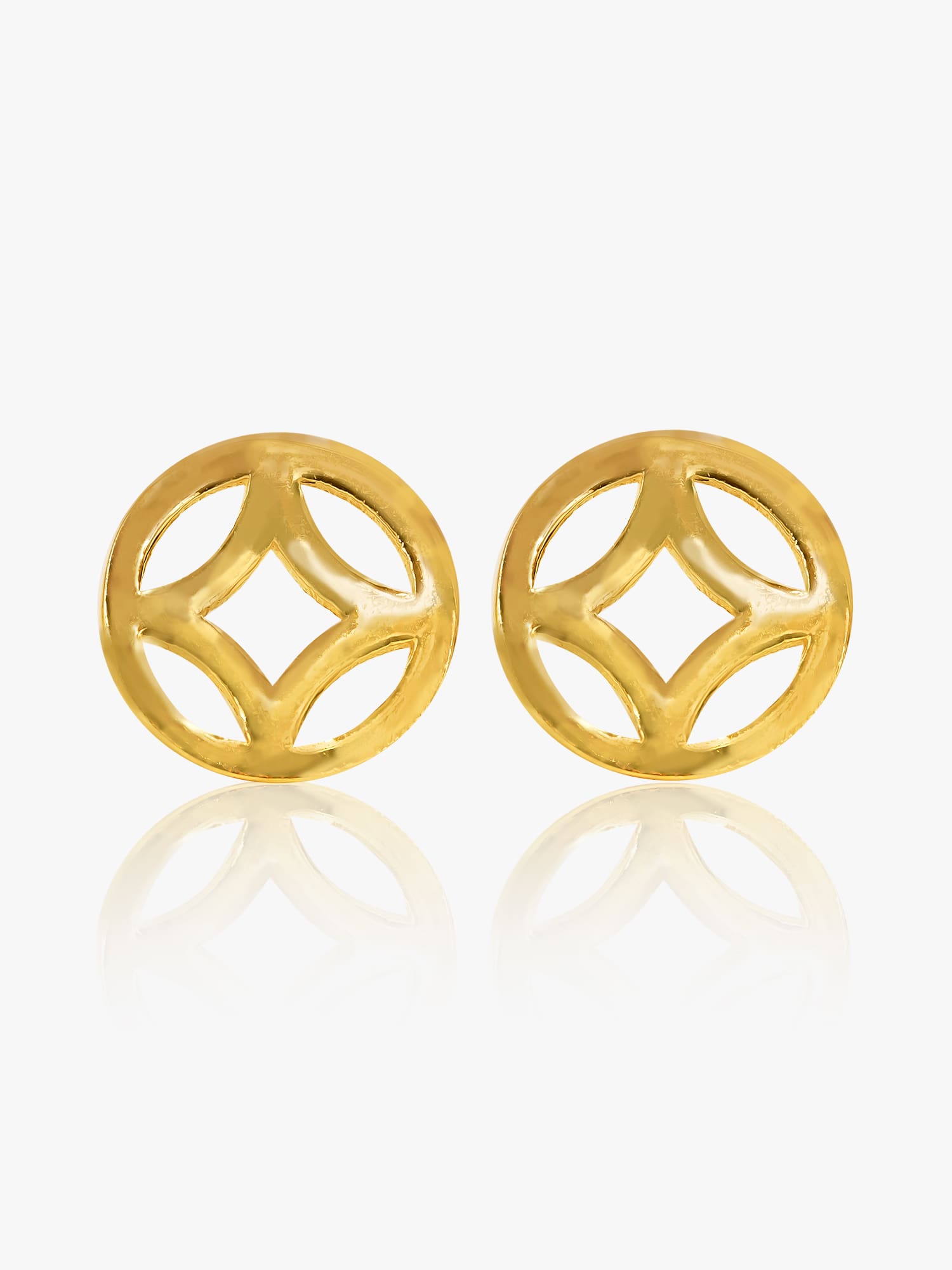 916 Gold Oriental Coin Ear Studs