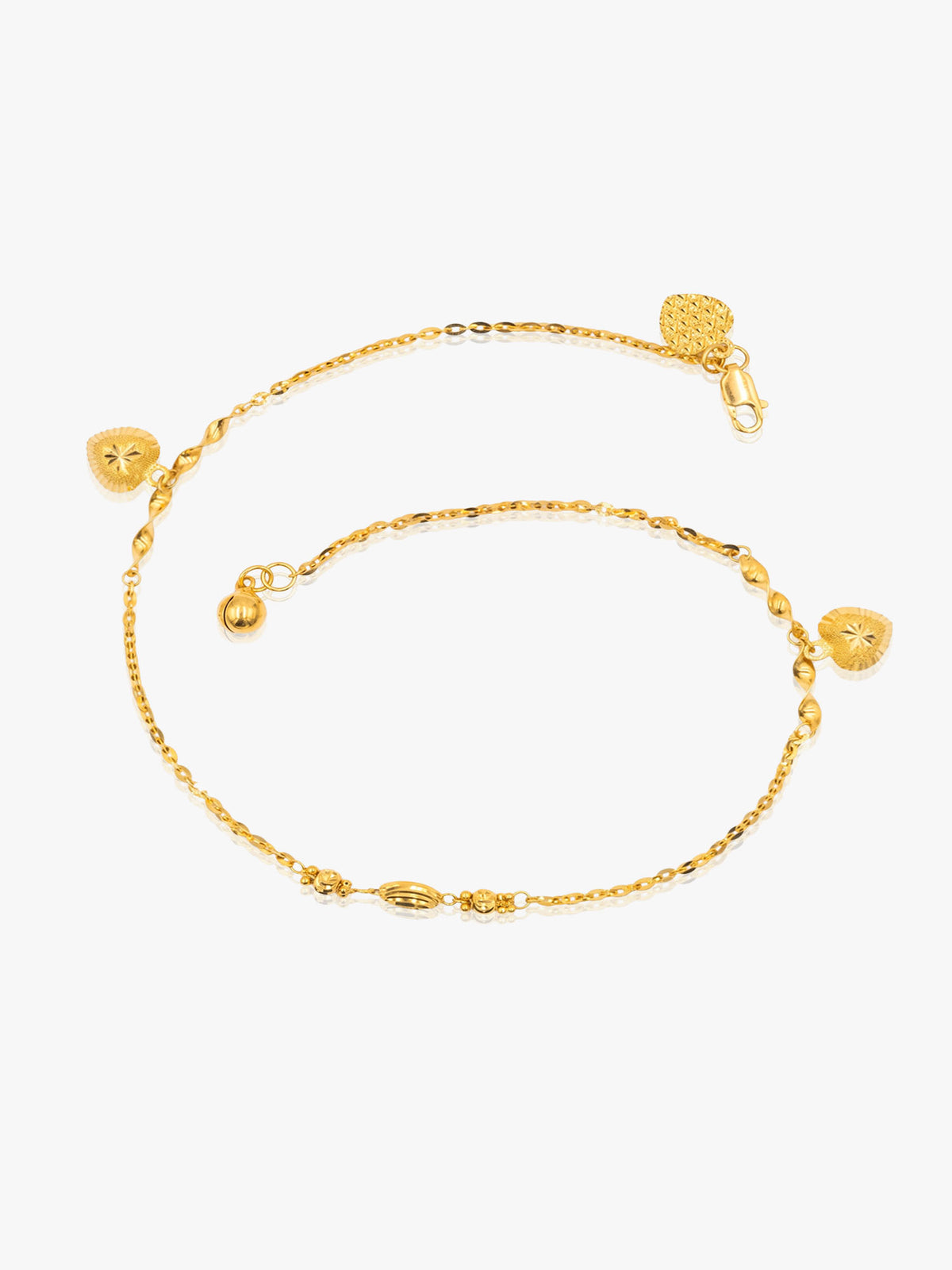916 Gold 2 Heart Anklet