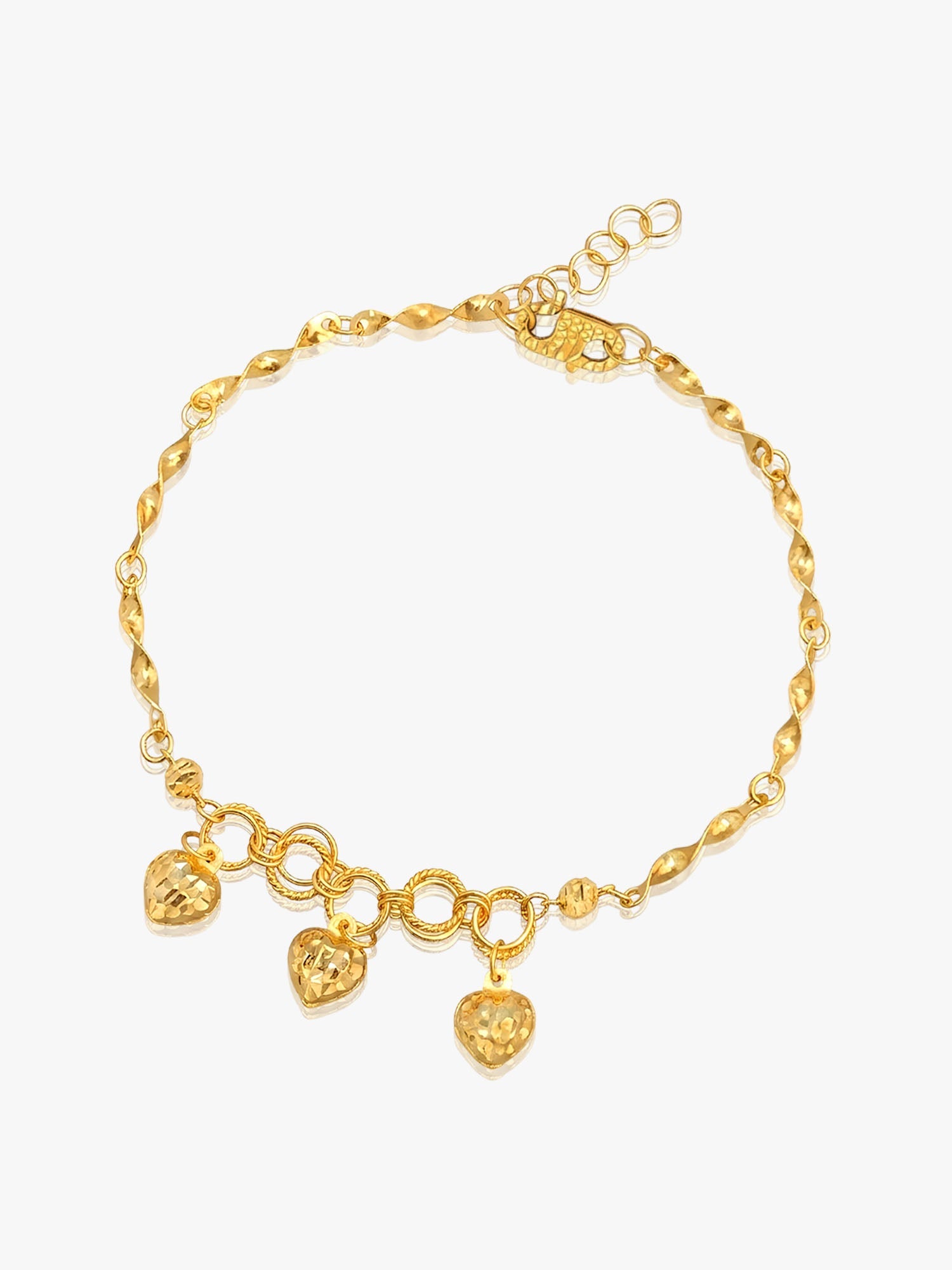 916 Gold Audie 3 Hearts Bracelet (Cuts)