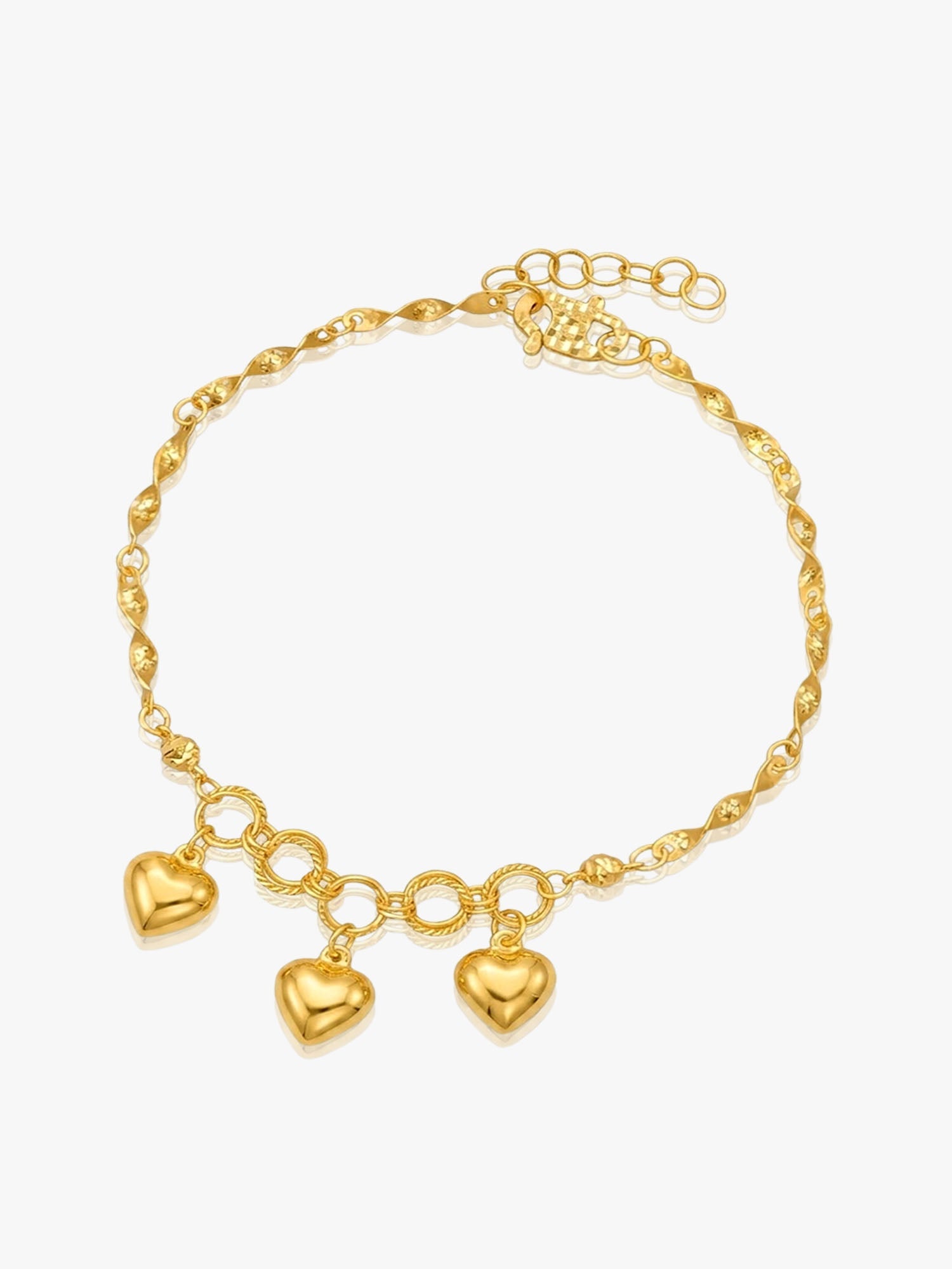 916 Gold Audie 3 Hearts Bracelet (Shinny)