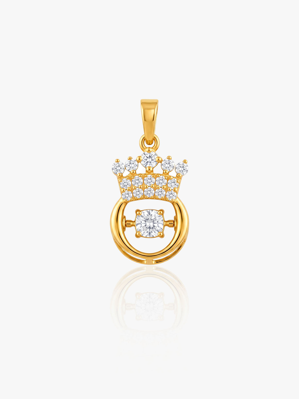 916 Gold CZ Crown Pendant