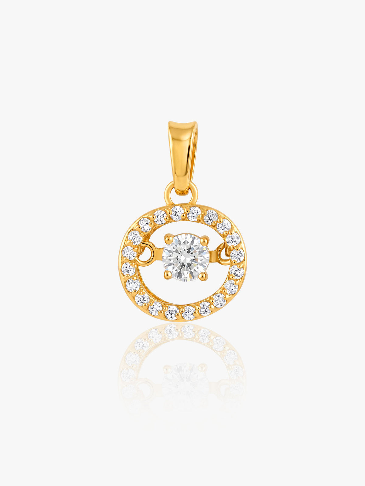 916 Gold CZ Round Pendant