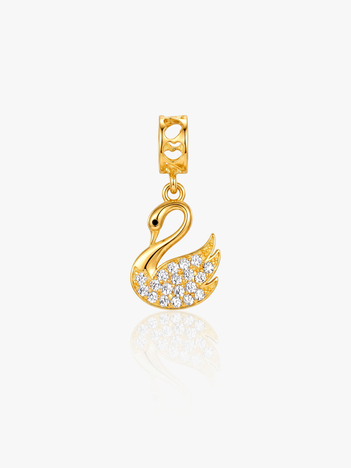 916 Gold CZ Swan Pendant