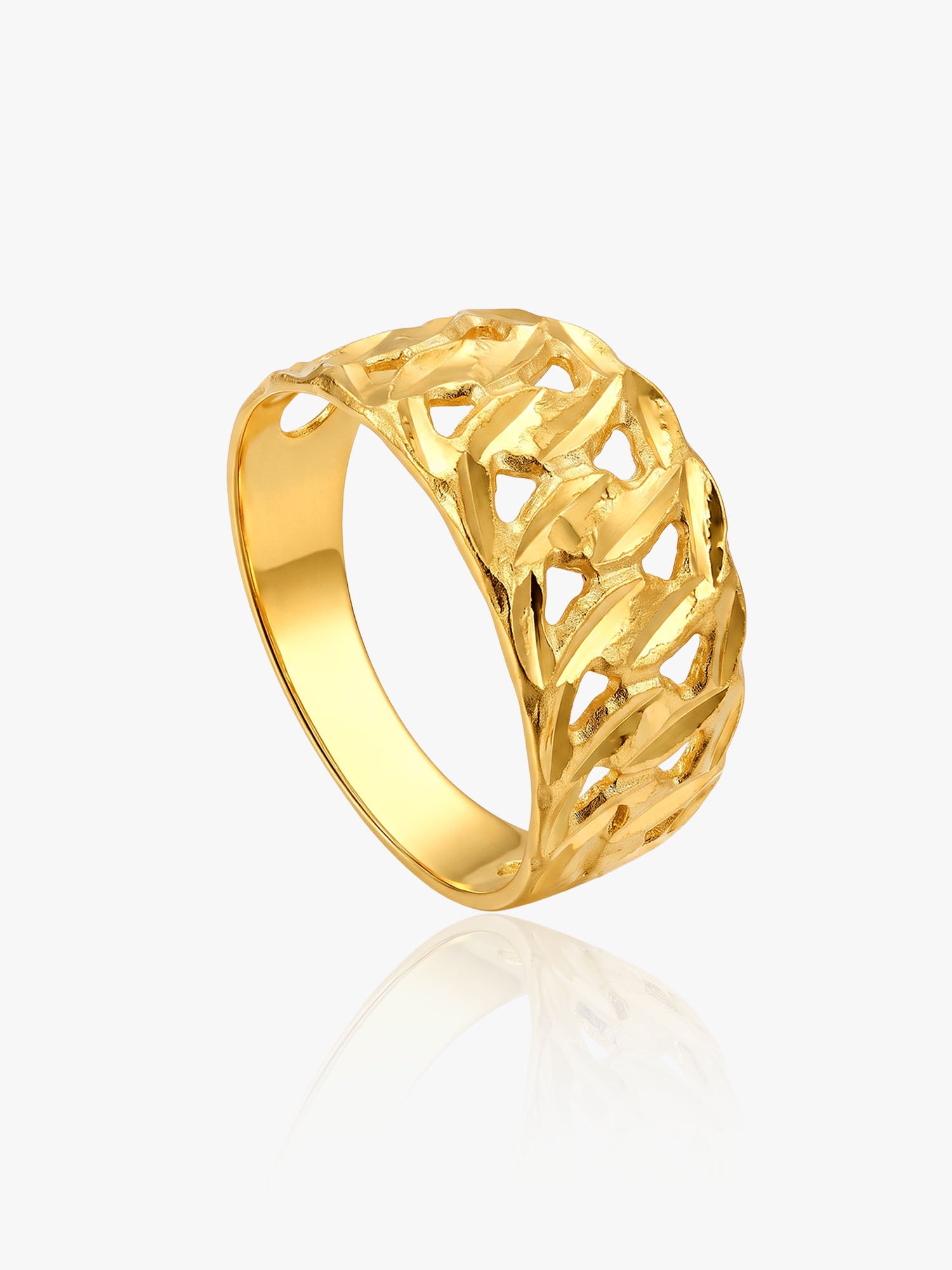 916 Gold Classic Weave Matte Ring