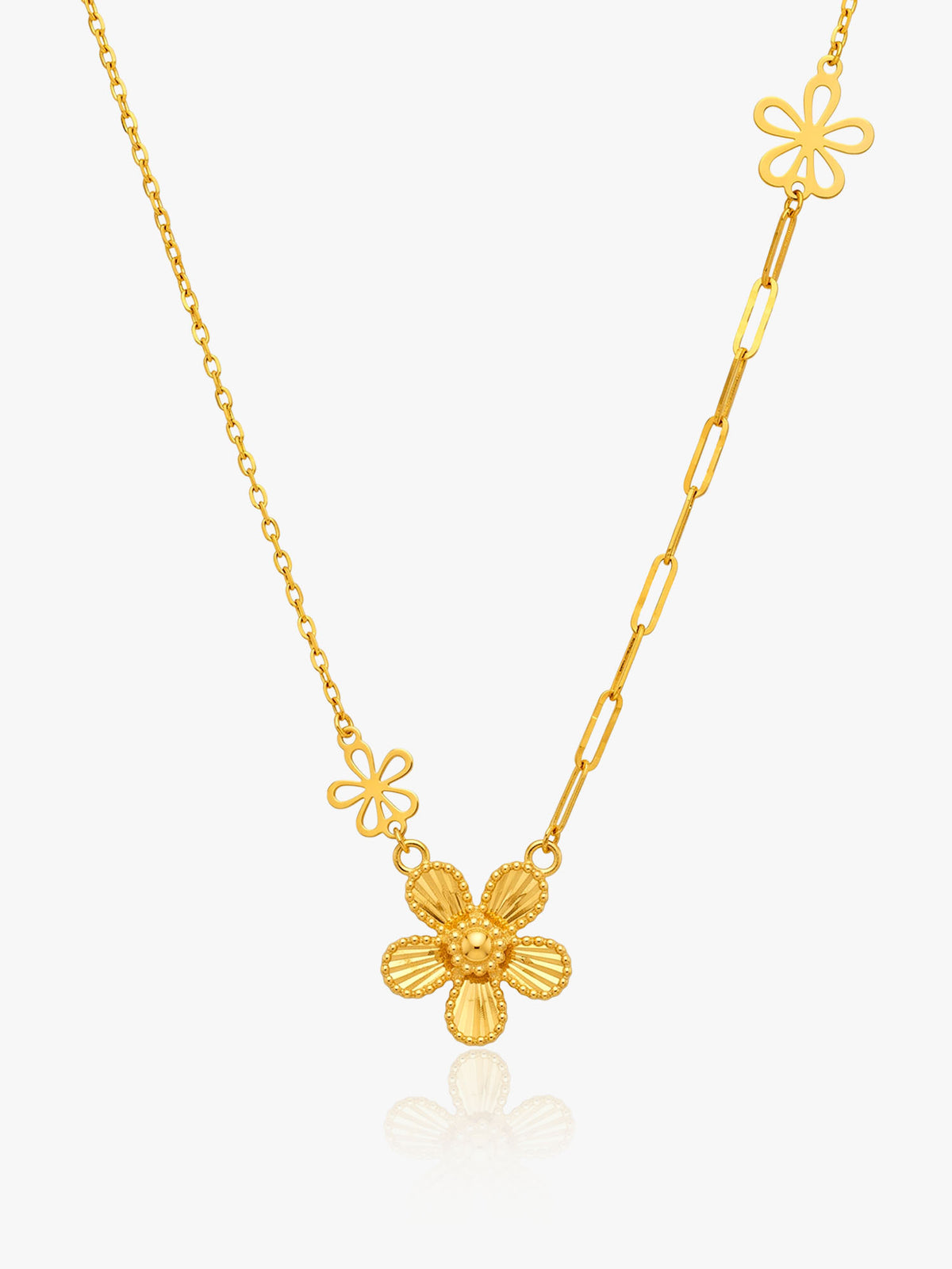 916 Gold Flower Paperclip Chain