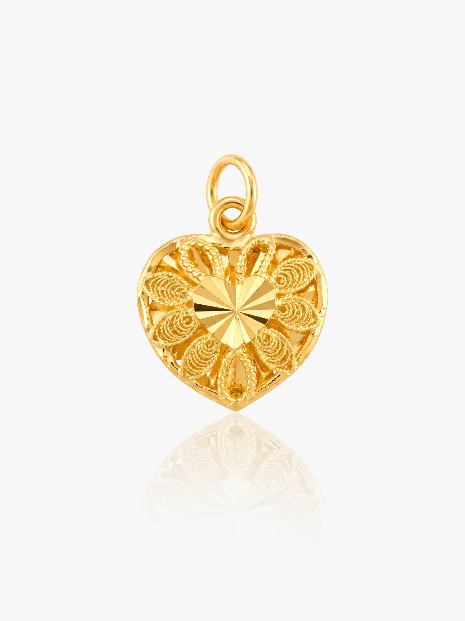 916 Gold Heart Pendant VII