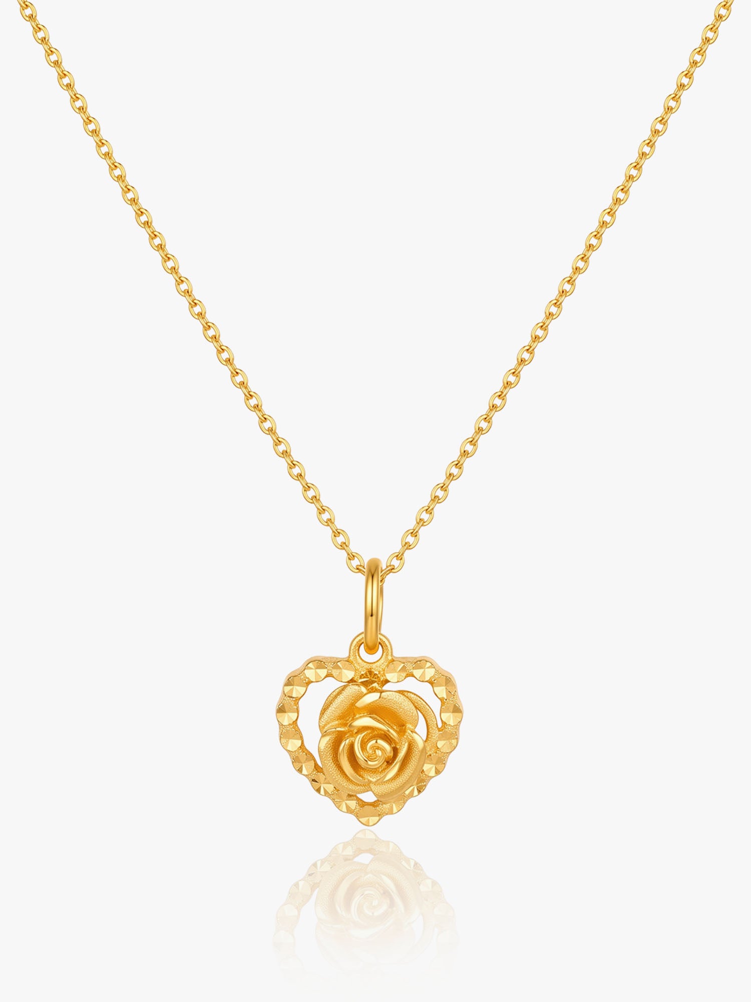 916 Gold Heart Rose Chain Set