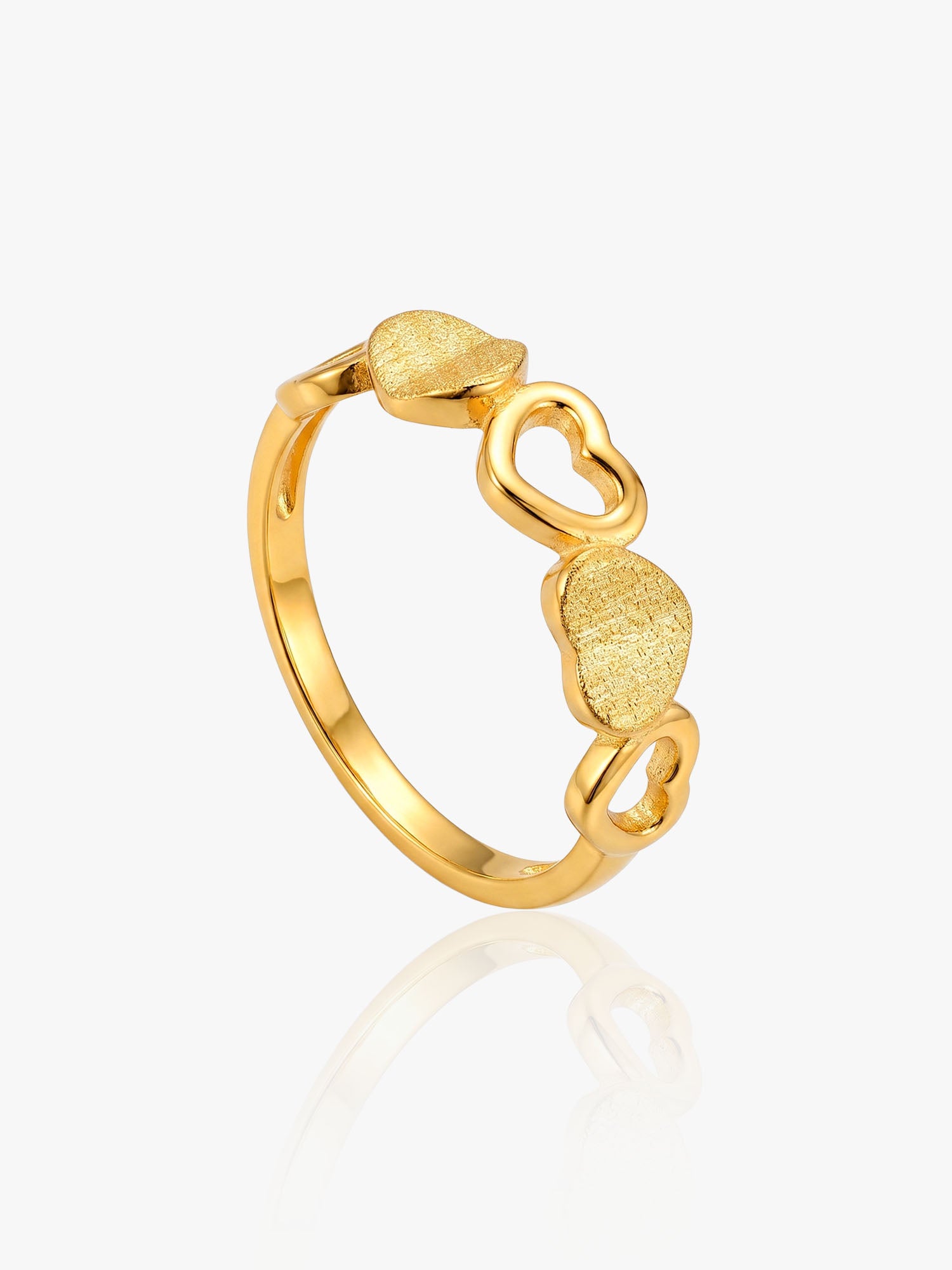 916 Gold Linked Heart Ring
