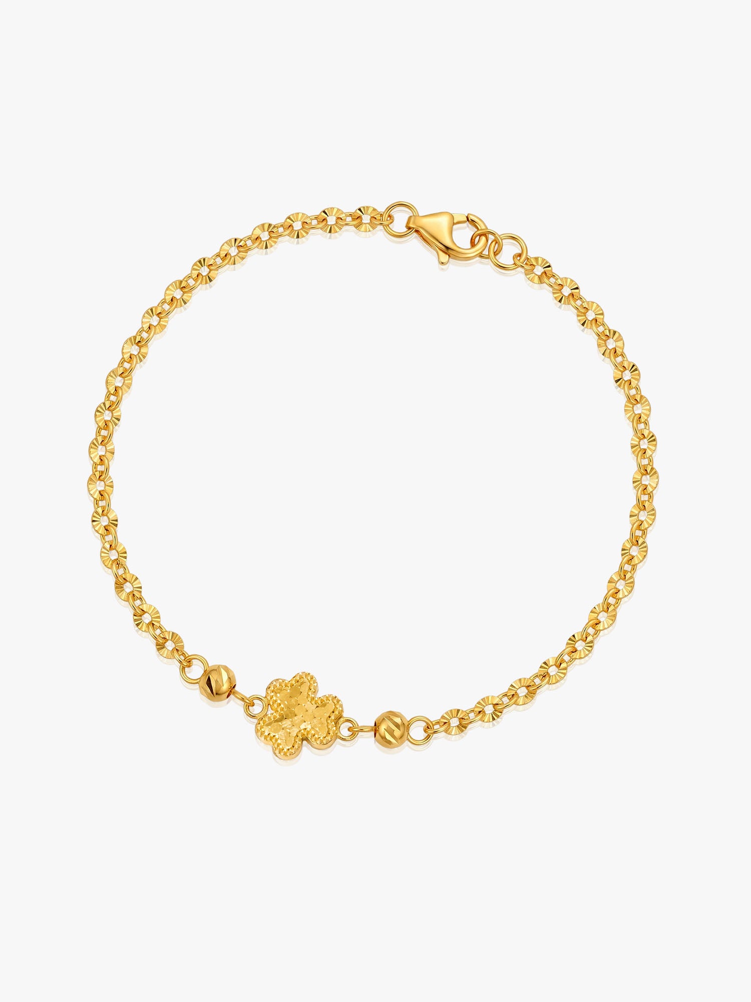 916 Gold Mini Leaf Charm Bracelet
