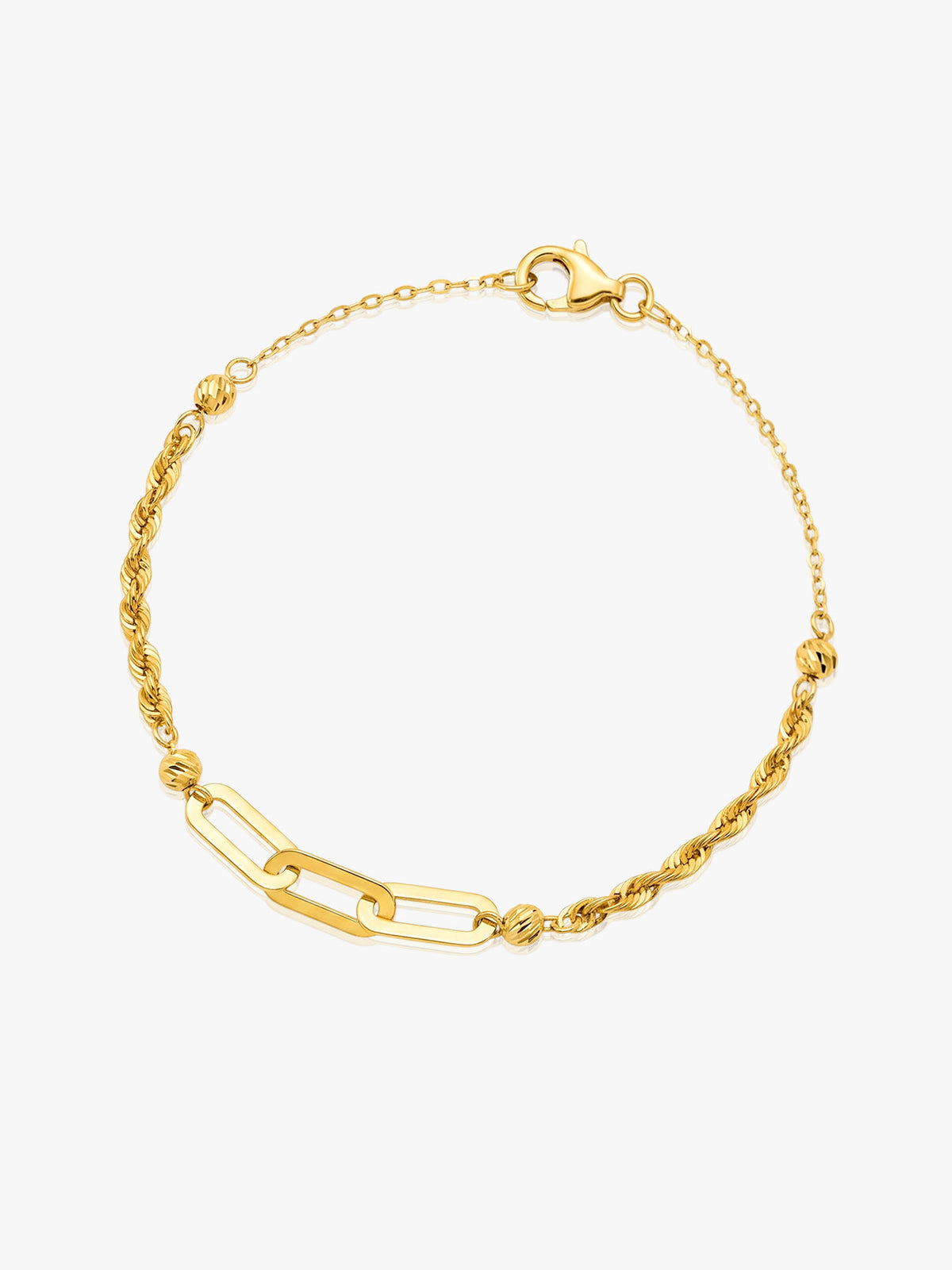916 Gold Paperclip Hollow Rope Bracelet
