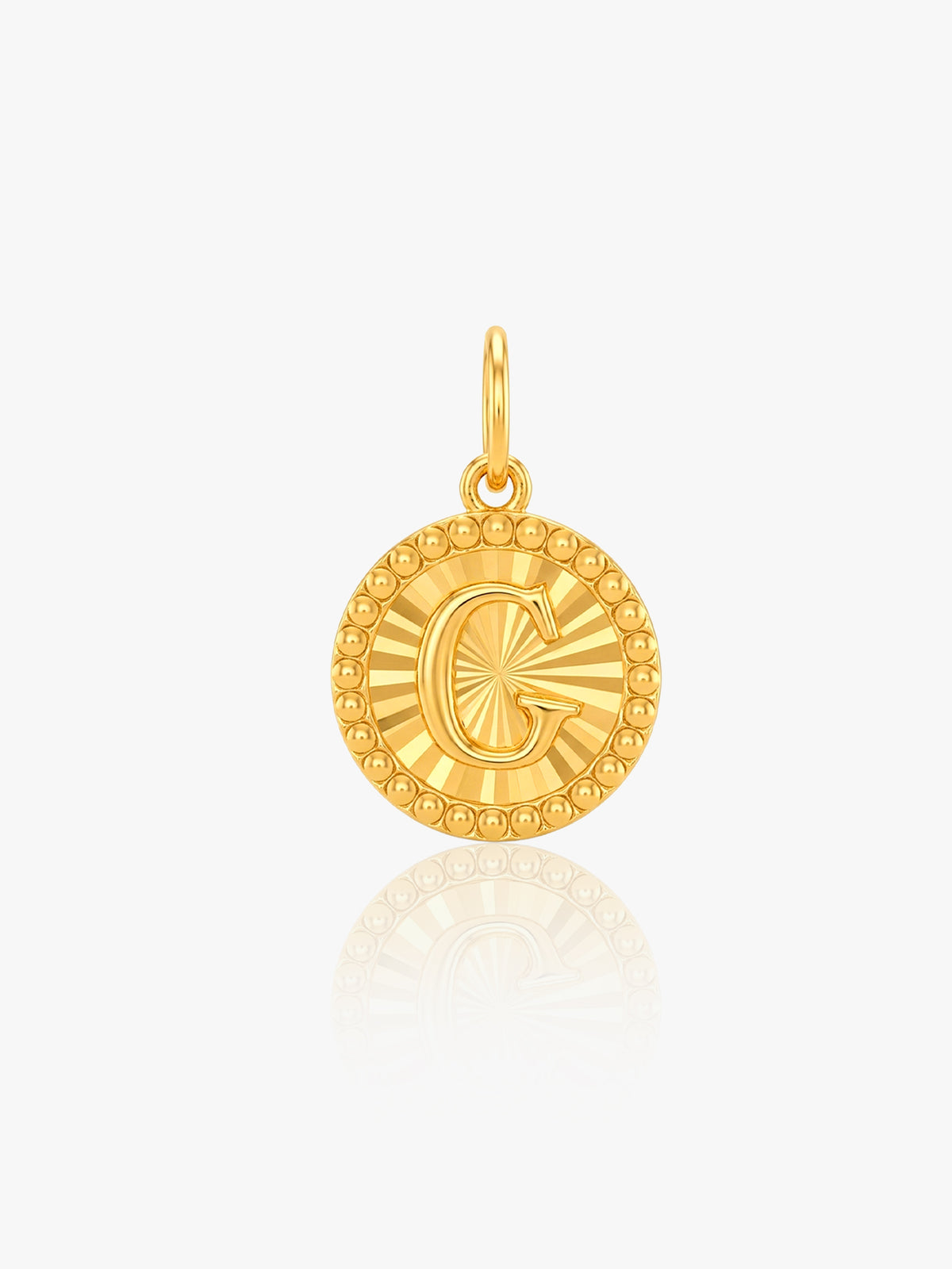 916 Gold Round Alphabet C Pendant