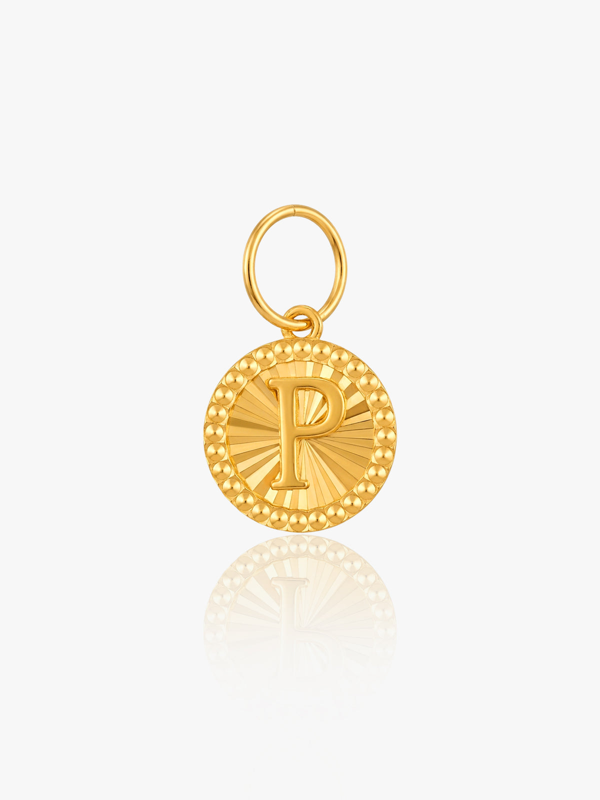 916 Gold Round Alphabet P Pendant