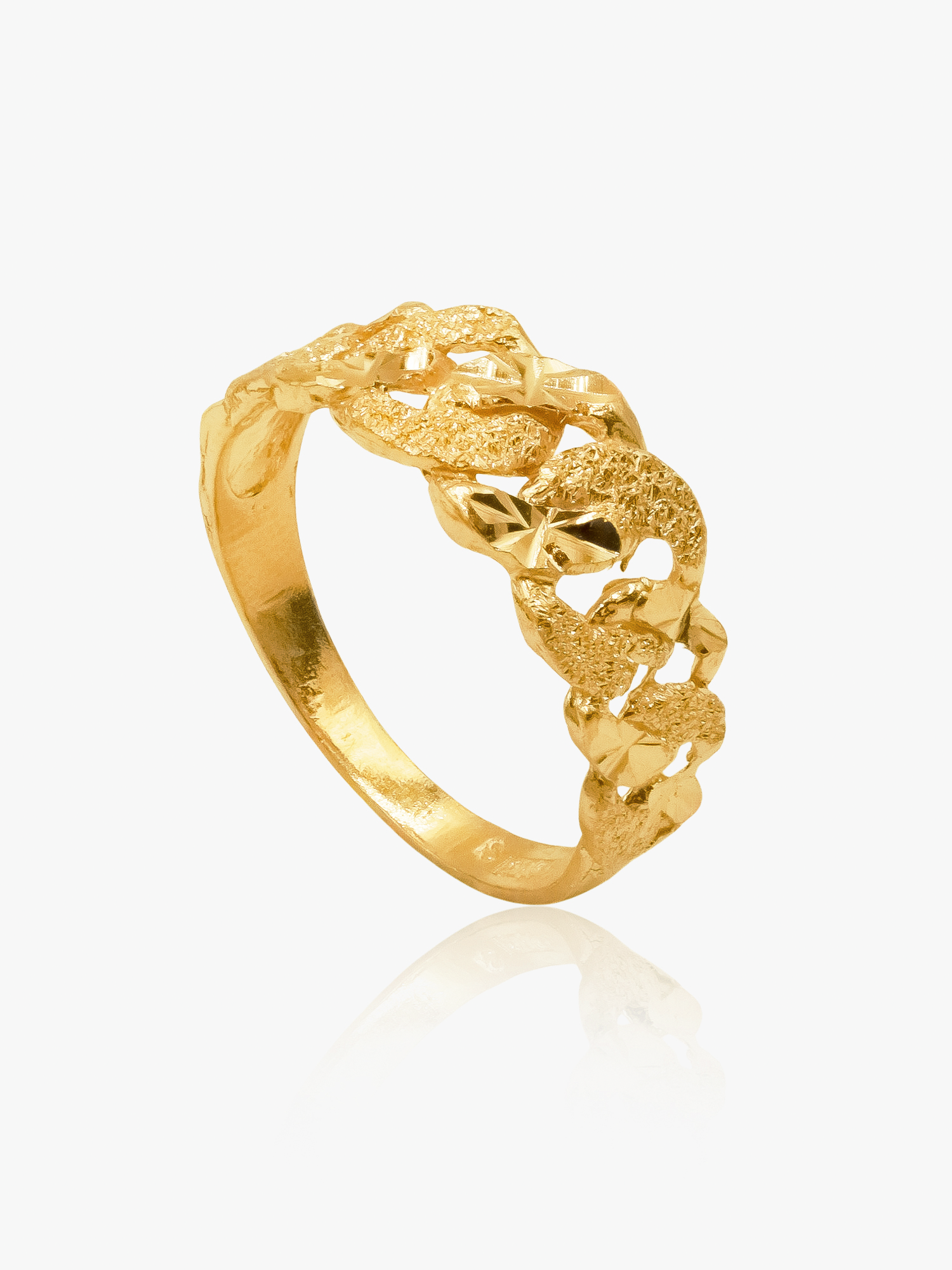 916 Gold Sandy Cuban Ring