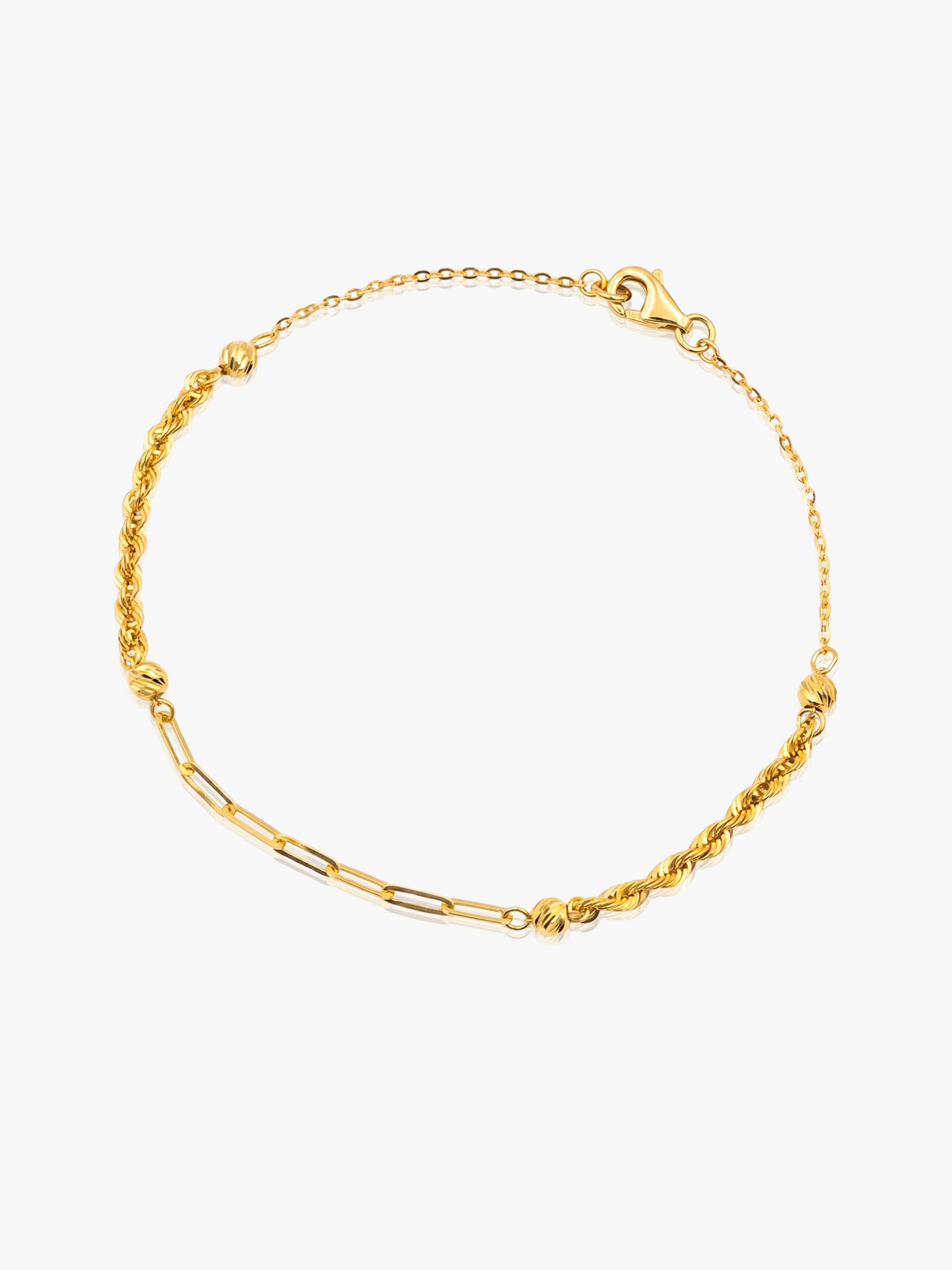 916 Gold Small Paperclip Hollow Rope Bracelet