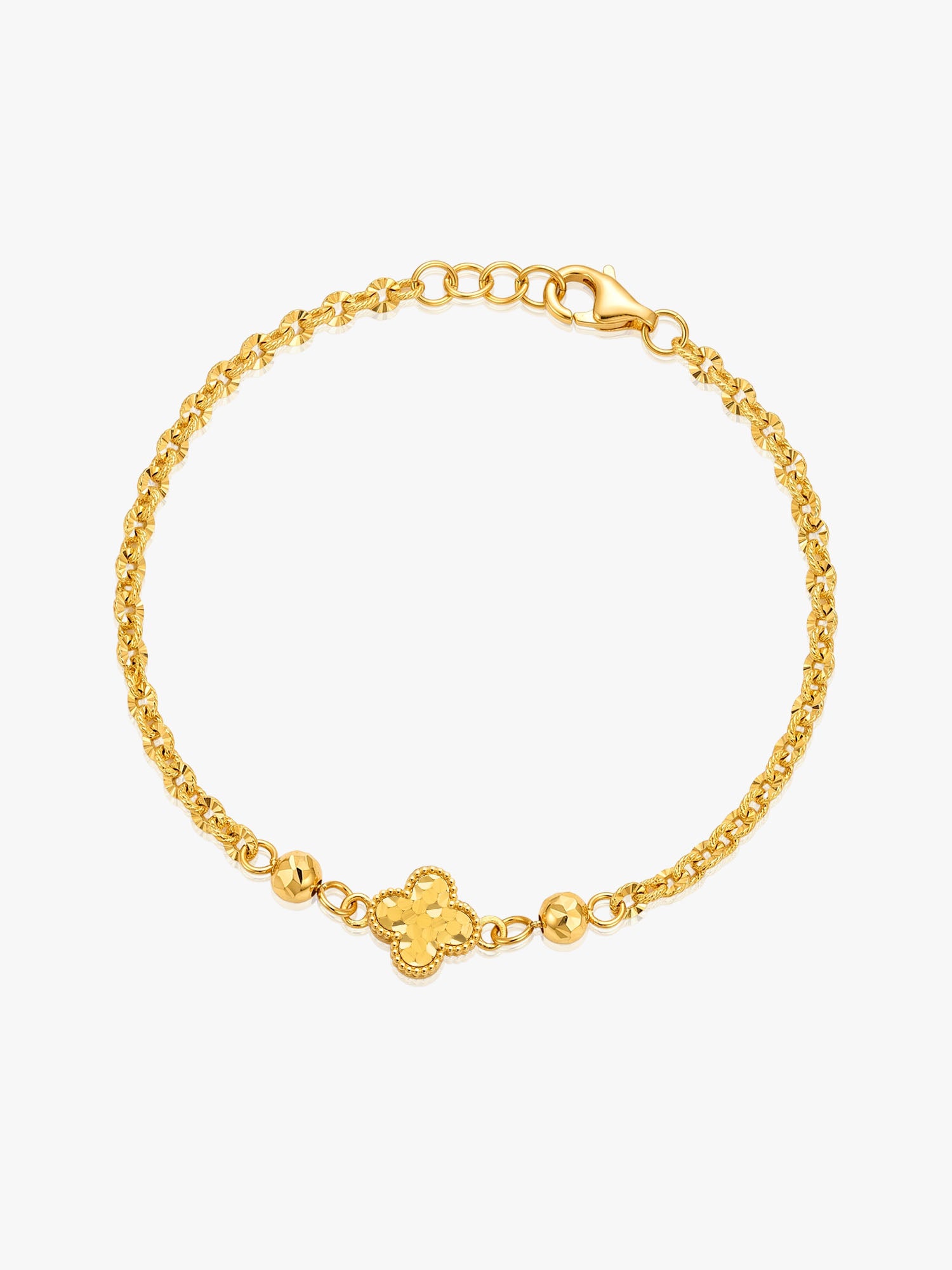 916 Gold Sparkle Link Flower Bracelet