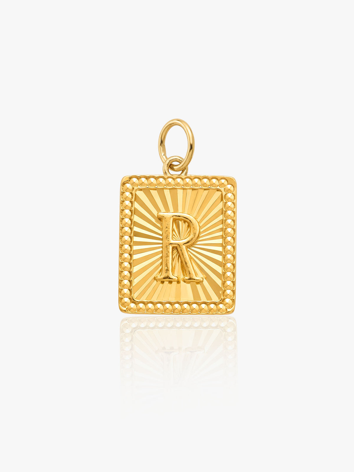 916 Gold Square Alphabet R Pendant