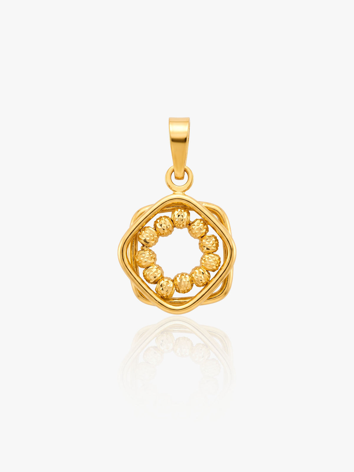 916 Gold Square Ball Pendant