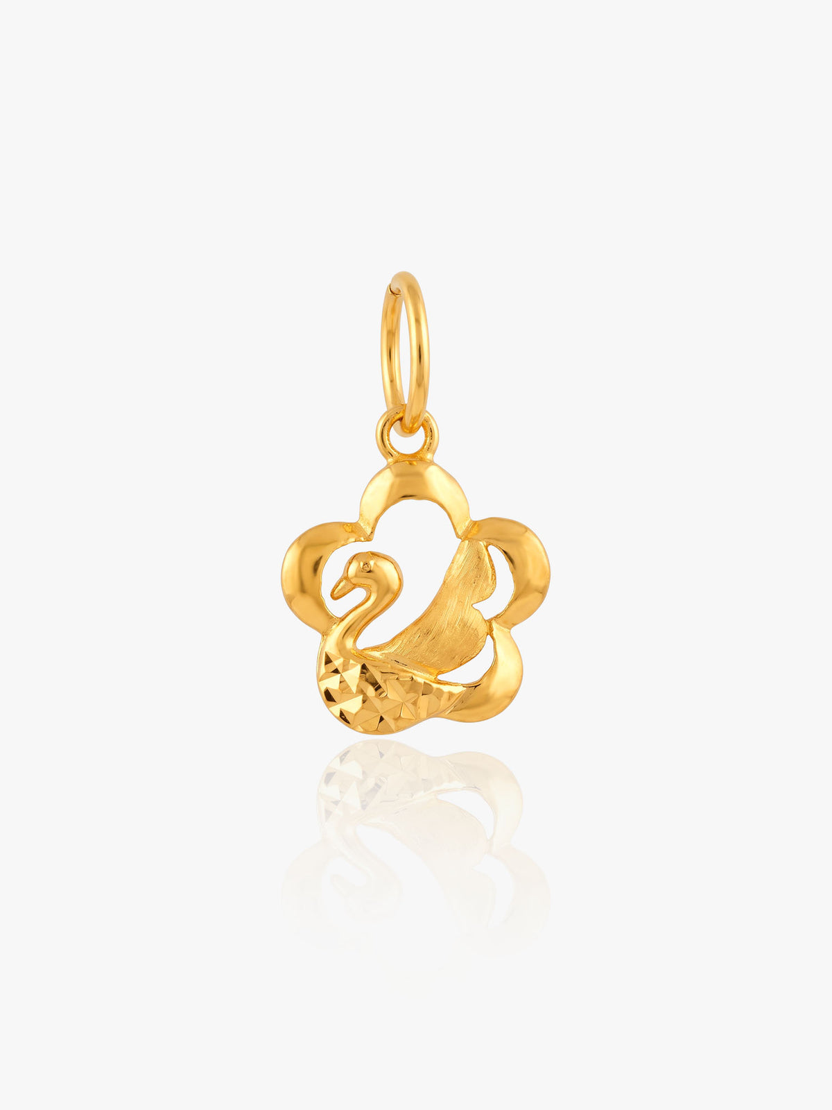 916 Gold Swan Flower Pendant