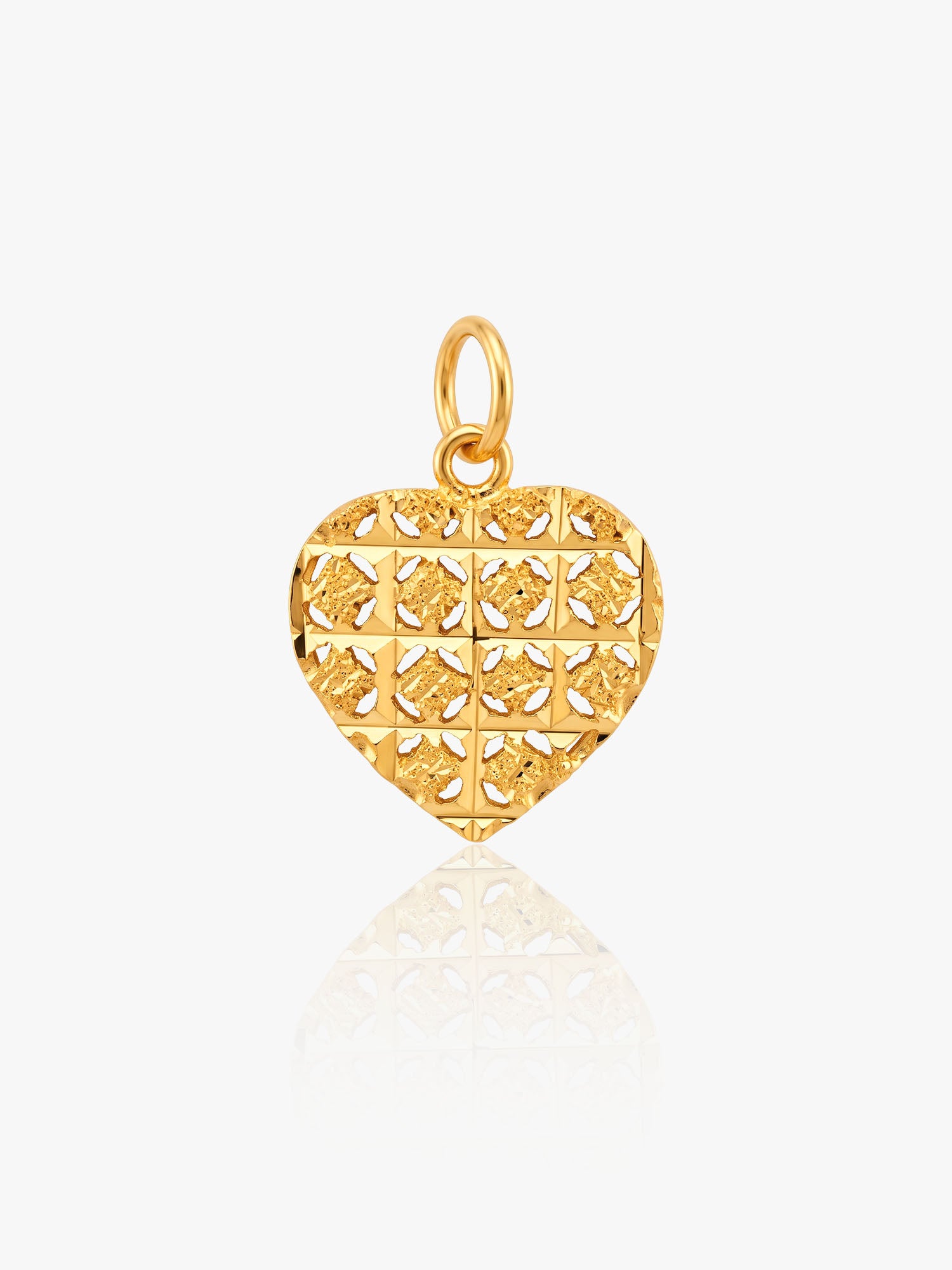 916 Gold Textured Heart Pendant