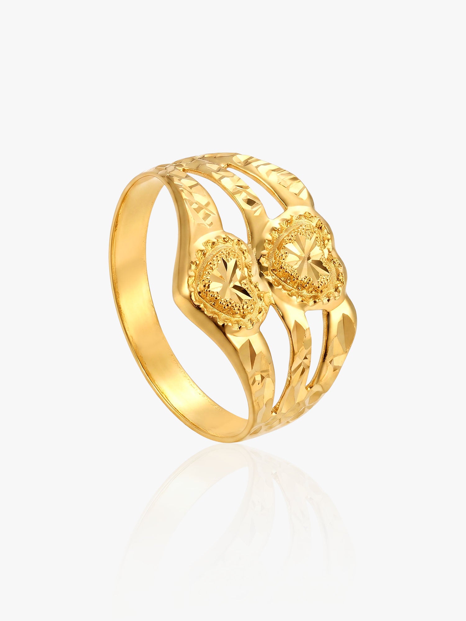 916 Gold Twin Heart Ring