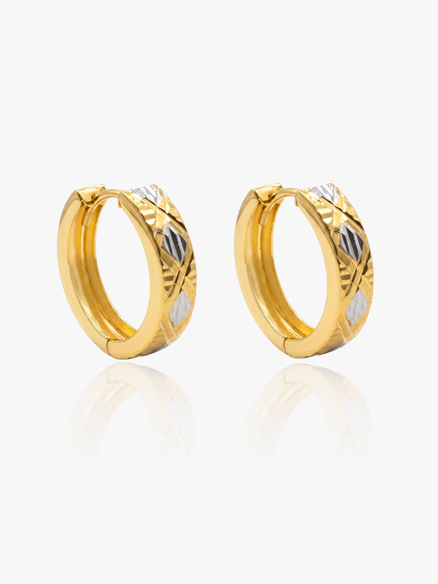 916 Gold Two Tone Hoop Earring