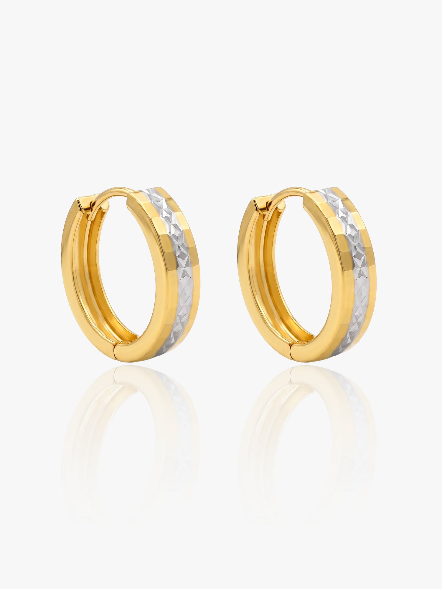 916 Gold Two Tone Huggie Earring