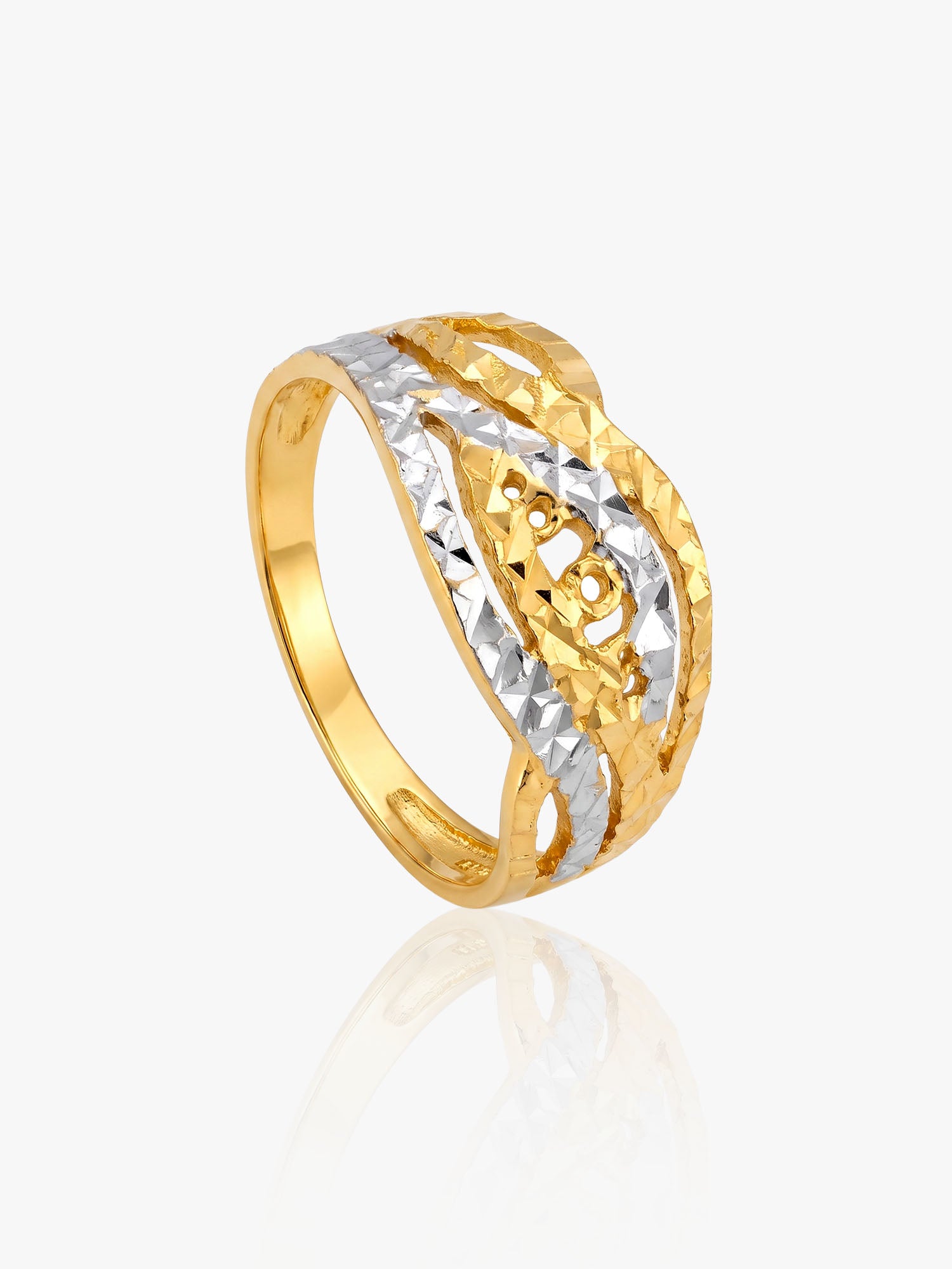 Cincin Gelombang Dua Warna Emas 916