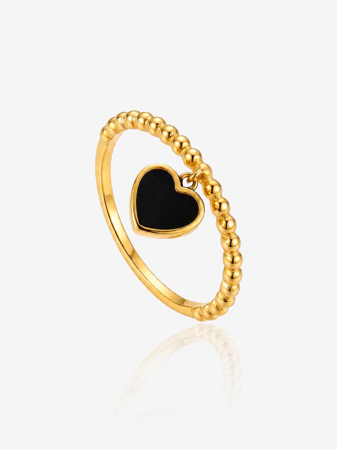 916 Gold Dangling Heart Ring